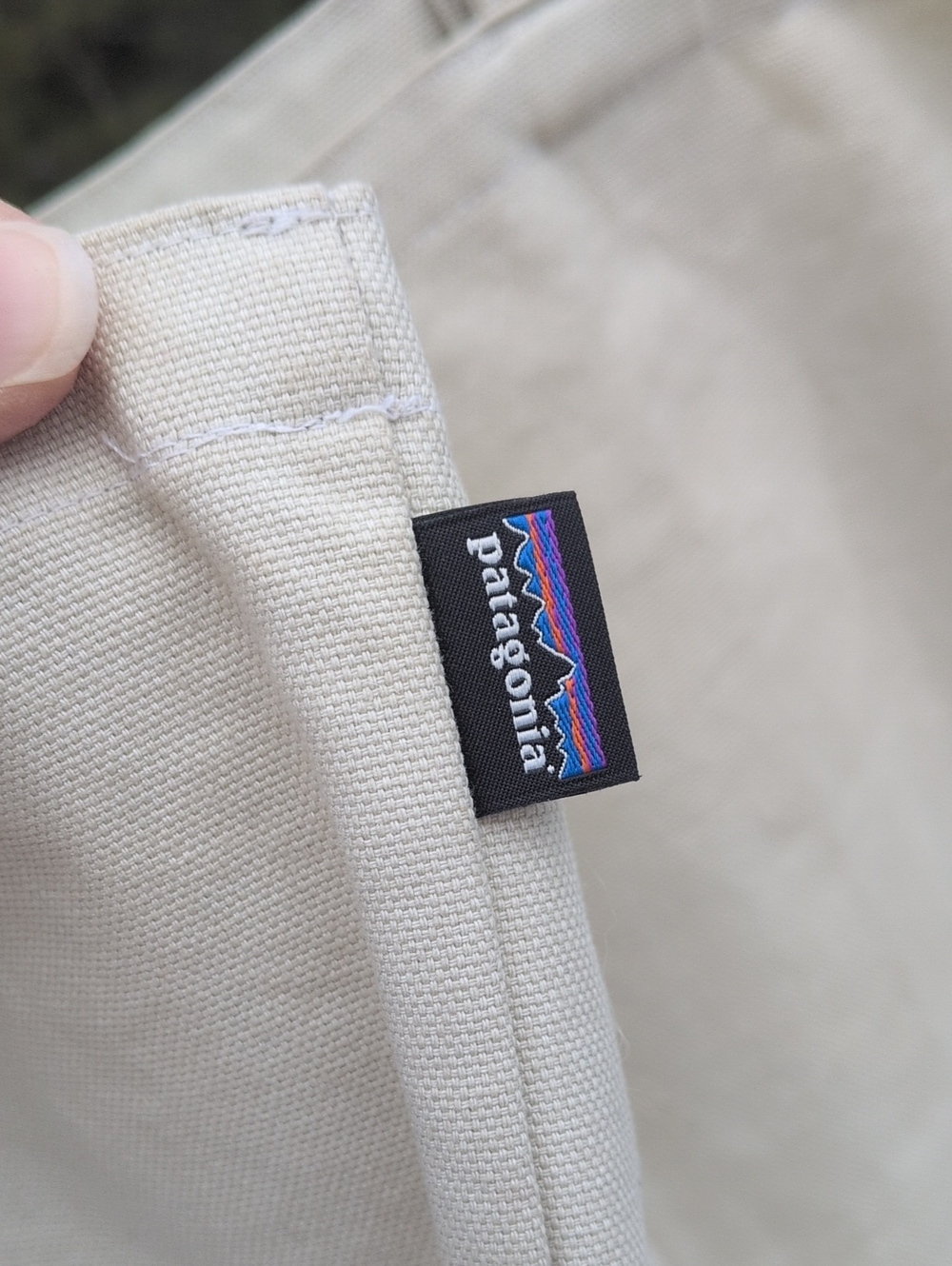 Patagonia Canvas Tote Bag in Cream with Blue Graphic - Picture 8 of 11